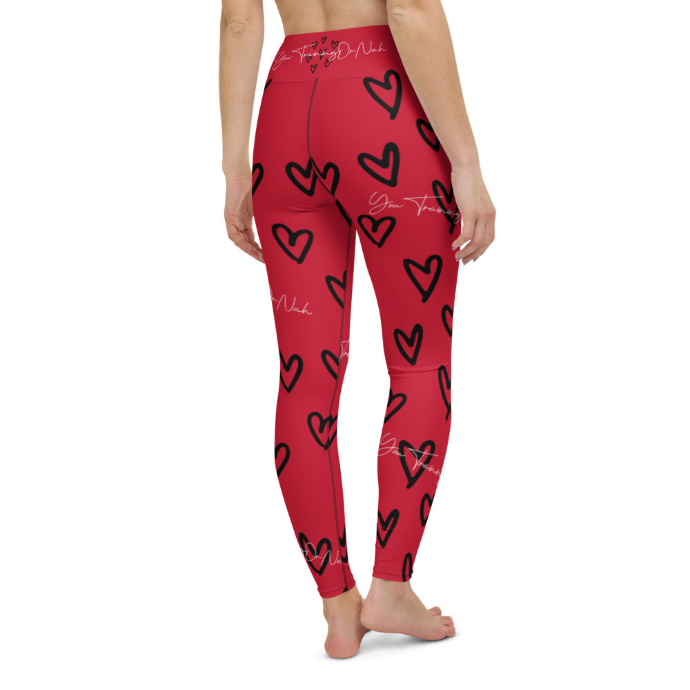 S627-EXTRAPLUS Love You Print Fashion Leggings - Butter Knit, Plus Size