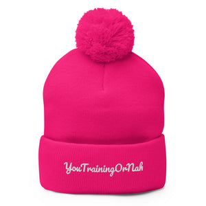 YouTrainingOrNah Scripted Pom-Pom Beanie