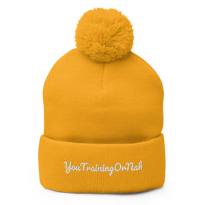 YouTrainingOrNah Scripted Pom-Pom Beanie